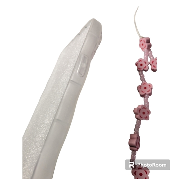 iPhone 14 Pro Max Clear, Cellphone Case, Pink. Floral, beaded chain. NWT. - Picture 6 of 9